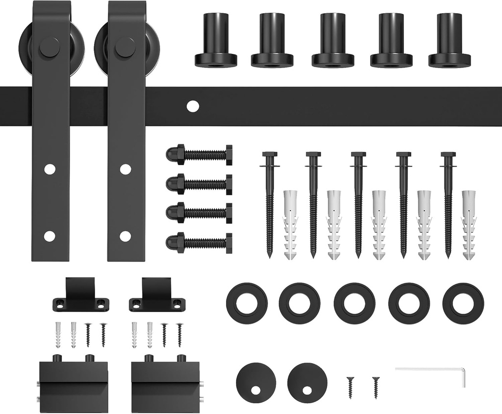 DonYoung 6.8FT Sliding Barn Door Hardware Kit, Packaging Upgrade Heavy Duty Barn Door Track Kit Fit for Single 41" Width Door Panel, Smooth and Quiet Sliding, Easy Installation, Door Not Included