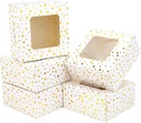 Moretoes 30pcs 6x6x3in Christmas Cookie Boxes, White Bakery Boxes with Window Gold Foil Star Treat Cake Boxes for Xmas Gift Giving Pastry Dessert Cupcakes Candy Donut Packaging