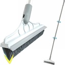 2 in 1 Cleaning Scrub Brush Grout Brush Scrapee 3 Poles 47.6'' Floor Scrub Brush with Long Handle V-Shape Stiff Bristle Brush Scrubber with Squeegee 120°Rotate Magic Broom Brush for Bathroom Glass