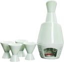 7-Piece Sake Set, Celadon Wine Glasses with Warming Pot & Candle Stove, Best Gift Set for Sake Lovers