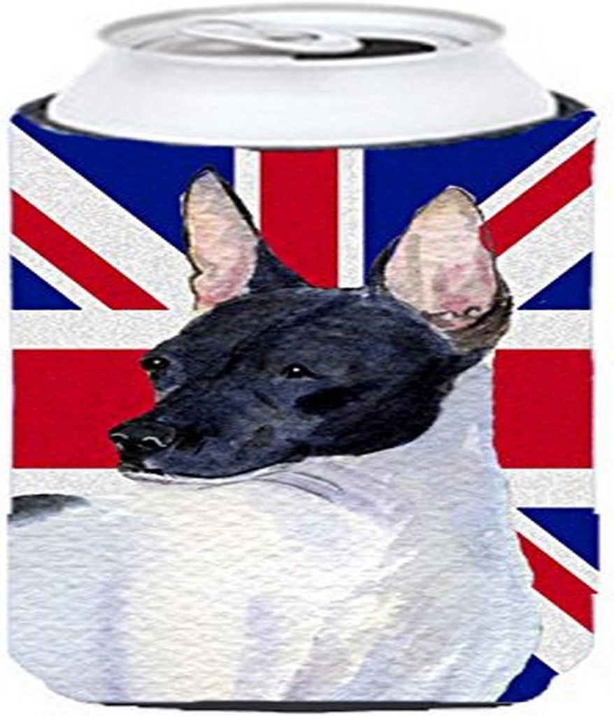 Caroline's Treasures SS4922TBC Rat Terrier with English Union Jack British Flag Tall Boy Hugger Can Cooler Sleeve Hugger Machine Washable Drink Sleeve Hugger Collapsible Insulator Beverage Insulated H