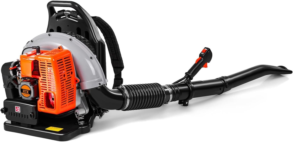 HTK Backpack Blower, 63CC Gas Powered Leaf Blower with 665 CFM & 205 MPH for Commercial Lawn Care, Yard Debris & Snow Removal
