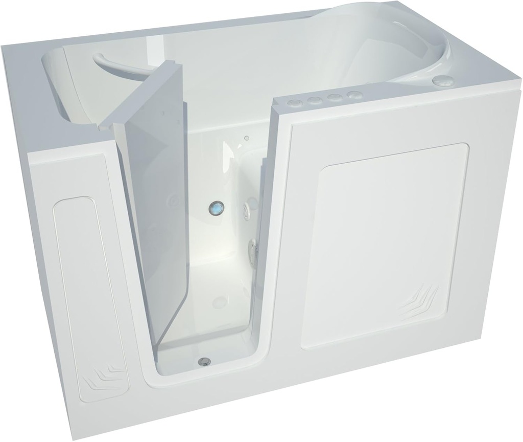 MT3054LWD Standard Fit 30 by 54 by 38-Inch Dual Hydrotherapy and Air Jetted Walk In Bathtub Spa Left Side Door, White