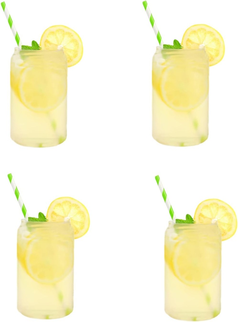 13.5 oz Drinking Glasses Set of 4, Can Shaped Beer Glasses Tumbler Cup, Cocktail Glasses Whiskey Glasses Iced Coffee Glasses Tea Glasses Wine Cups Soda Water Glasses Drinking Cup