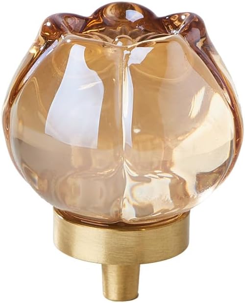 MAXWOLF Vintage Brass Crystal Flower Cabinet Knobs - Single Hole Bathroom & Kitchen Hardware, 1.5" Rust-Resistant Pulls with Easy DIY Installation, Oil-Rubbed Finish (2)
