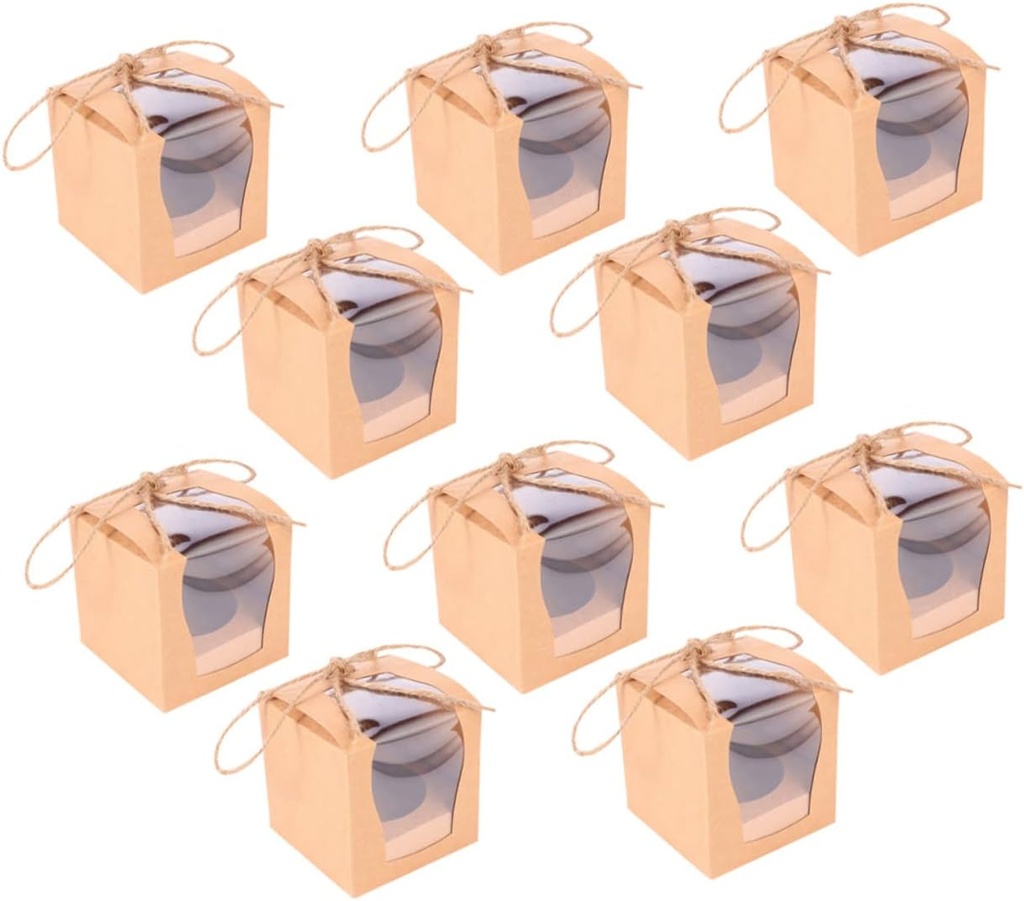 KICHOUSE Elegant 10 Pack Muffin Cake Boxes with Window Cupcake Containers Bakery Boxes for Treats