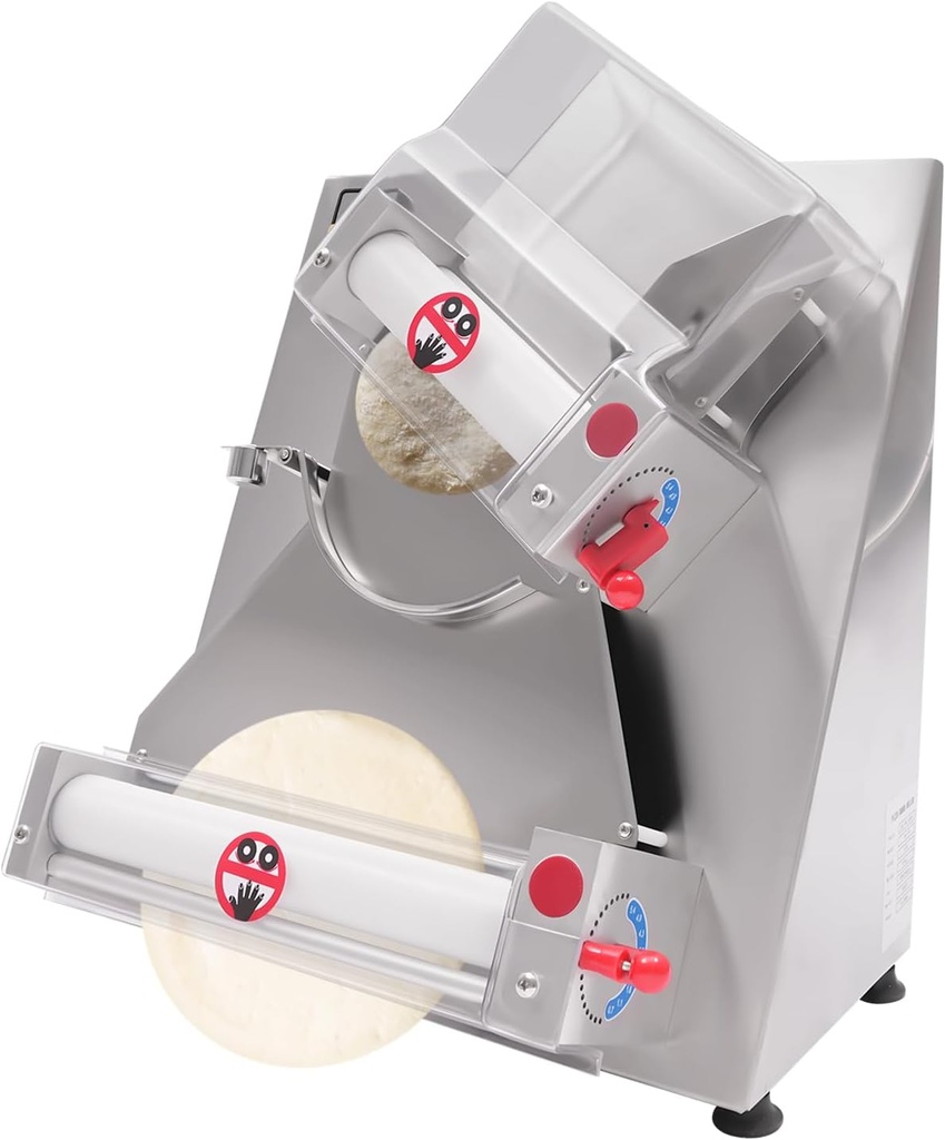 Pizza Dough Roller Sheeter, 4-12" Automatic Commercial Pizza Press, 110V 370W 5 Seconds for a Dough, Adjustable Thickness, Suitable for Noodle Pizza Bread and Pasta Maker Equipment
