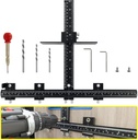 Aluminum Alloy Cabinet Hardware Jig - Precision Drilling Guide Tool for Cabinet Door/Drawer Handle & Knob Installation with 3 Drill Bits & Auto Punch, Hardware Jig for Woodworkers DIY
