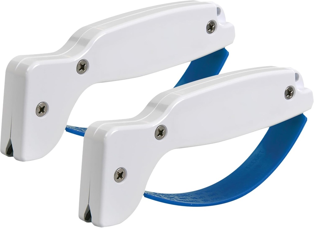 AccuSharp Hand-Held Carbide Blade Sharpener, Kitchen Knife and Chef Knife Sharpener, Professional Chef Grade Sharpening Tool, Restore and Hone Straight & Serrated Knives, 2-Pack, White