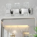 Modern LED Bathroom Vanity Light Fixtures Chrome Stainless Steel 3 Light Wall Sconces for Bathroom Lighting Fuxture Over Mirror 21.5Inch 30w LED Crystal Wall Light Cool White 5800k