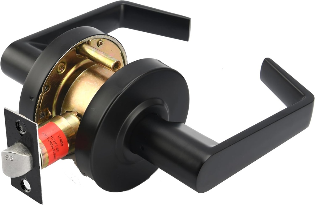 Boomerang Passage/Closet Function - ADA Commercial Door Lever Lock - Heavy-Duty Industrial Door Handle, Cylindrical Lever Lock, Non-Handed Grade 2, Matte Black (US19), Passage/Closet