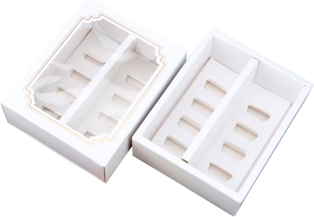 OUNONA 10pcs Macaron Box with Clear Window Eco-friendly Dessert Containers for Muffins Cakes and Treats for Showers Birthdays and Weddings