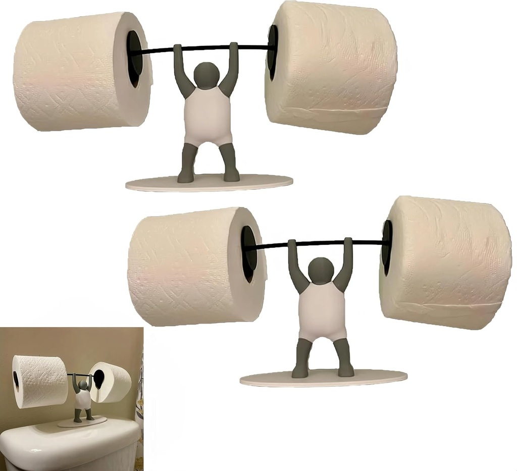 Funny Weightlifter Toilet Roll Holder, 3D Printed Unique Design Toilet Paper Holder – Weightlifter with Barbell, Fun Bathroom Decor for Fitness Enthusiasts,Novelty Toilet Paper Holder for Restroom (2)