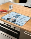 Christmas Countertop Burners Protection Mats for Kitchen, Winter Gnome Christmas Gifts Balls Blue Rubber Stove Top Cover Mat, Heat Proof Mats Cooktop Cover for Counter Dish Drying Mat, 31"x24"