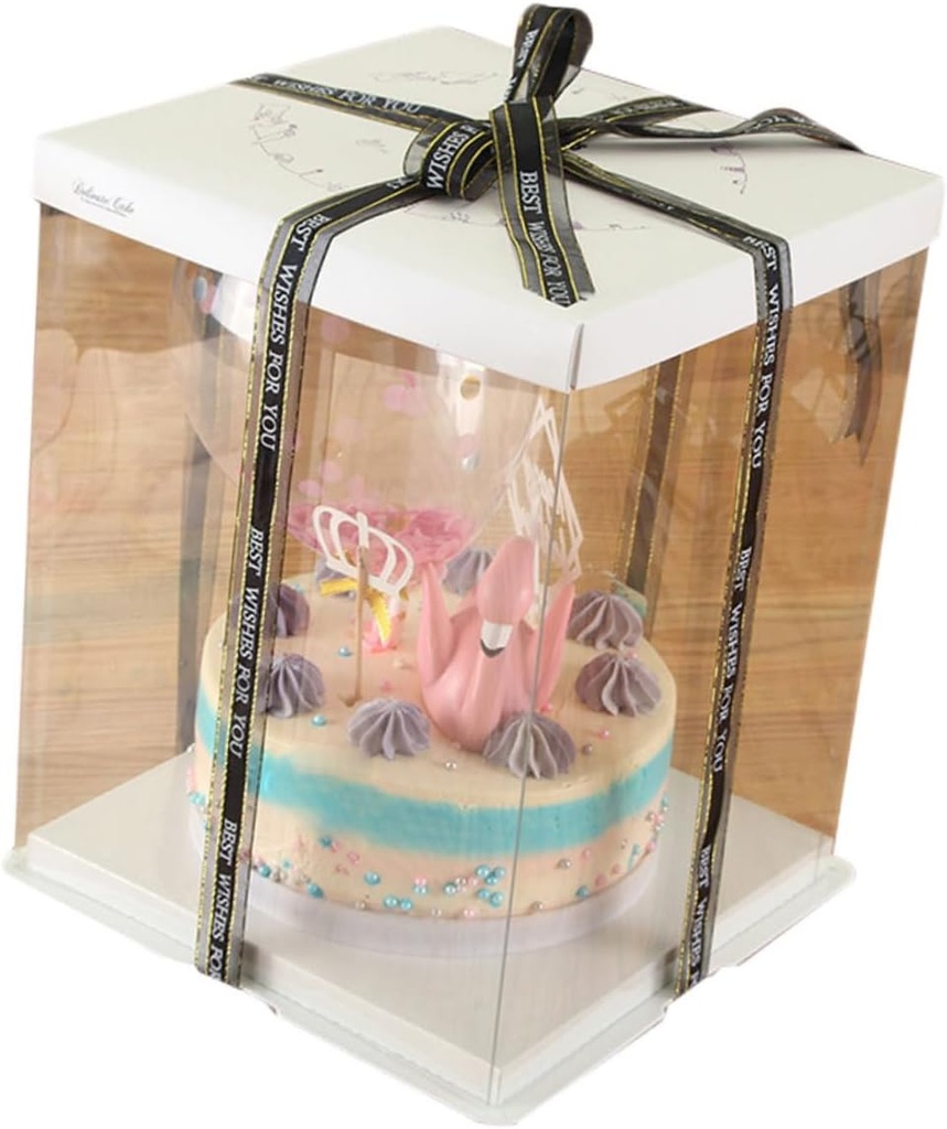 Birthday Cake Packing Box Dessert Packing Container Single Layer for Parties and Home Use Easy to Assemble Made of Food-grade Pet Material