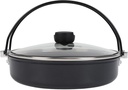Japanese Sukiyaki Pot, Cast Iron Sukiyaki Nabe Pot Shabu Hot Pot Tetsu Nabe Pot Pan with Lid for Camping Cooking, BBQ, Induction Cooker