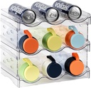 Plastic Stackable Bottle Storage Holder Rack,Free-Standing Water Bottle/Wine and Drink Organizer Shelf for Kitchen Cabinet,Fridge,Countertop,Pantry,Freezer,Water Bottle Organizer,9 Containe