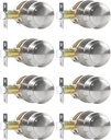 Passage Door Knobs, 8 Pack Satin Nickel Door Knobs, for Hallway & Closet Non-Locking Interior Round Door Handles Keyless Reversible for Left Right Handed Doors