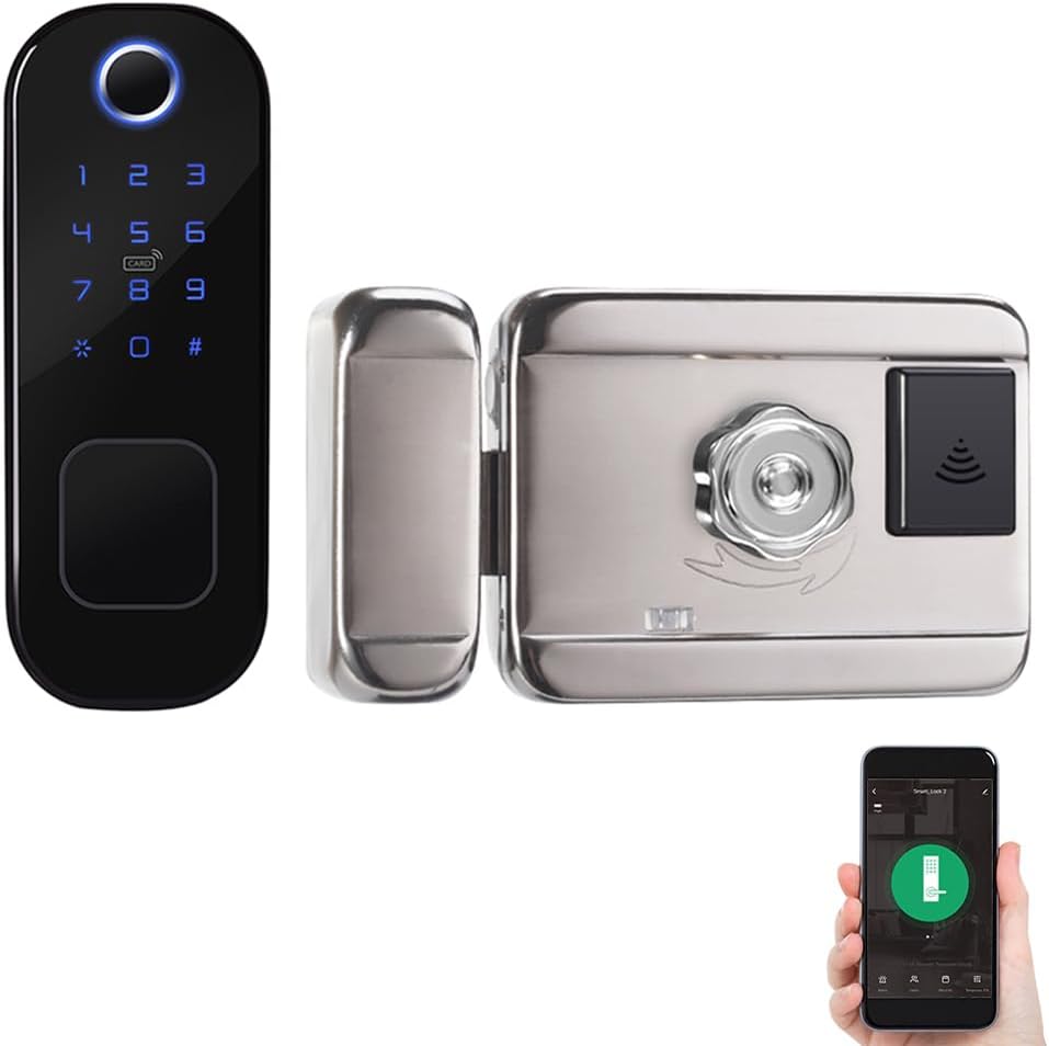 Smart Fingerprint Door Lock for Front Door Electronic Keyless Keypad Entry Door Lock with 6 Ways Unlock 110 Groups Fingerprint and 400 Groups Password Storage APP Control BT Safety Lock
