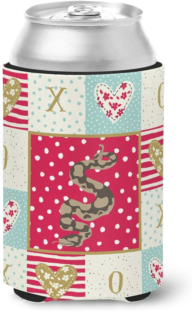 Caroline's Treasures CK5530CC Python Can or Bottle Hugger, Red Cooler Washable Drink Sleeve Collapsible Beverage Insulated Holder, Can Hugger, Multicolor