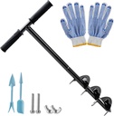 Hand Post Hole Digger - 24'' x 4" Earth Garden Auger Drill with Gloves, Non-Slip Handle, Spiral Drill Planter Bit for Planting Trees, Seedlings, Bedding Plants, Deep Cultivating, Digging Weeds Roots
