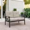 RoyalCraft Patio Loveseat, All-Weather Outdoor 2 Seats Sofa Couch, Khaki Metal Furniture with Beige Cushions