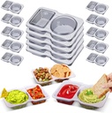15 Sets Snack Containers, Reusable Double 2 Compartment Condiment with lids for Sauces Dipping,Disposable and Ideal On the Go Or Grab to Pack