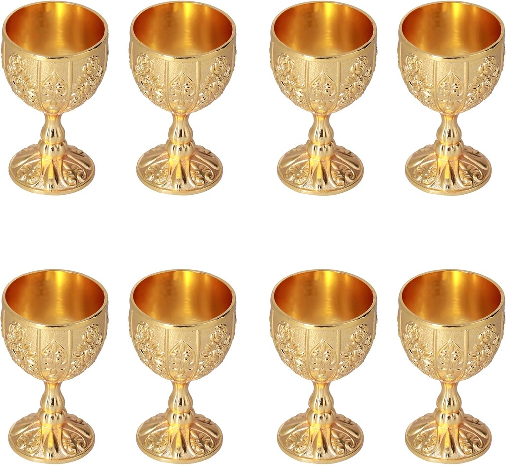 Zerodis 8pcs High Grade Golden Retro Ornaments for Traveling Decoration Home Collection Goblet European Collectable Supplies Craft Collection
