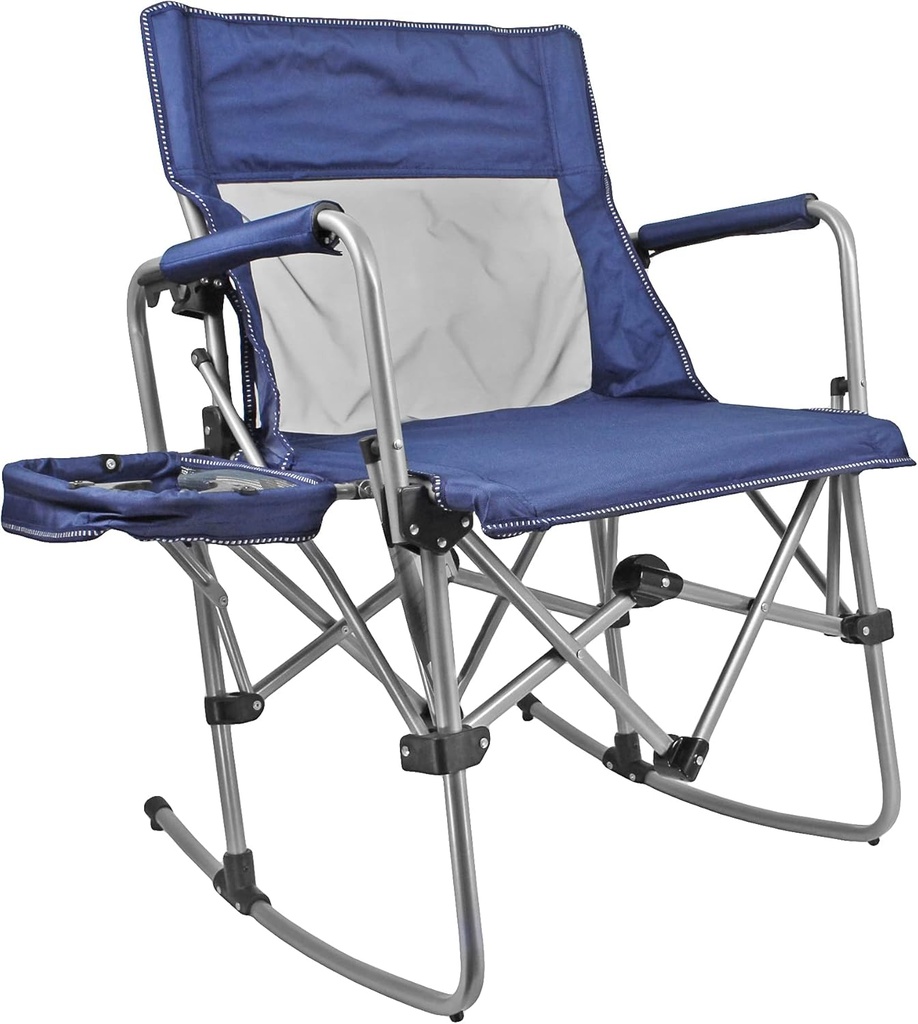 Zenithen Portable Outdoor Rocking Director's Folding Chair with Side Table Perfect for Sporting Events, Outdoor Activities, Camping, Patio Furniture, and Relaxing, Navy