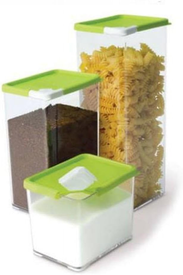 Handy Gourmet Jb7793 Set of 3 EZ Pour Containers, Clear and Green and White