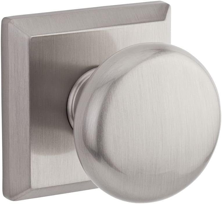 Baldwin PVROUTSR150 Reserve Privacy Round with Traditional Square Rose in Satin Nickel Finish