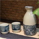 Set da sakè Tazza da sakè Set da sakè giapponese Bottiglia da sakè Tazze da sakè Pentola da sakè Set da sakè Set da sakè in ceramica tradizionale Set caldo giapponese Porcellana blu e bianca 3 pezzi N