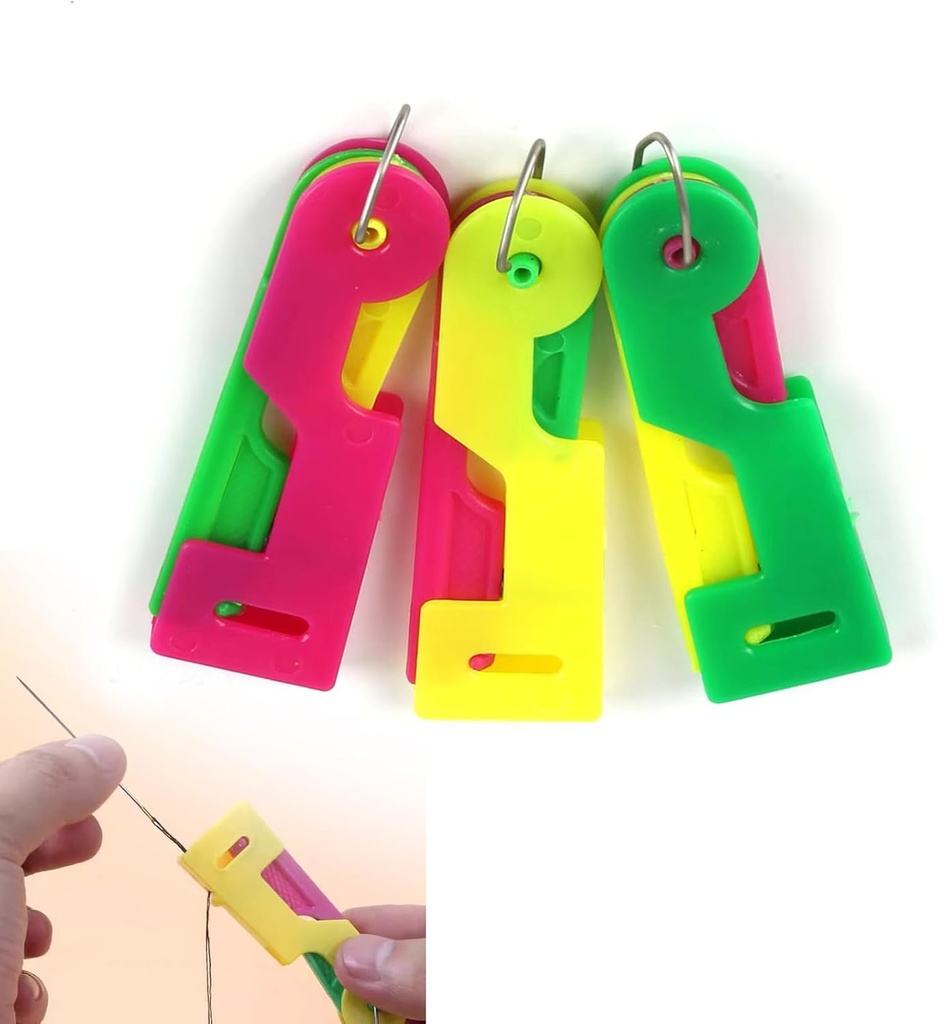 Automatic Needle Threader, DIY Hand Sewing Machine, Sewing Thread, for Embroidery, Cross Stitch Craft, 3PCS, (Random Color) (Asian, Packs, 3)