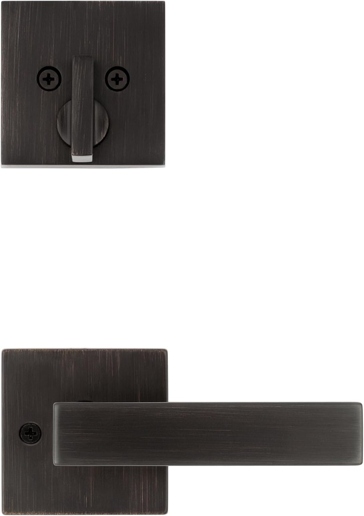 Kwikset 971SALSQT-11P Single Cylinder Interior Singapore Lever Trim with Square Rose Venetian Bronze Finish