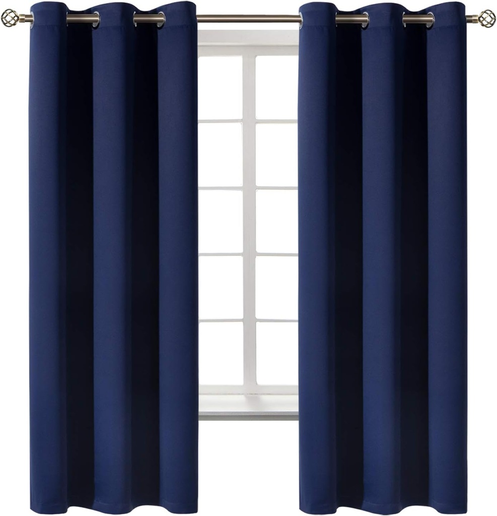 BGment Blackout Curtains for Bedroom 63 Inches Long - Navy Blue Room Darkening Thermal Insulated Sunlight Blocking Grommet Window Drapes for Kids Boys Room, Set of 2 Panels, 42 x 63 Inch