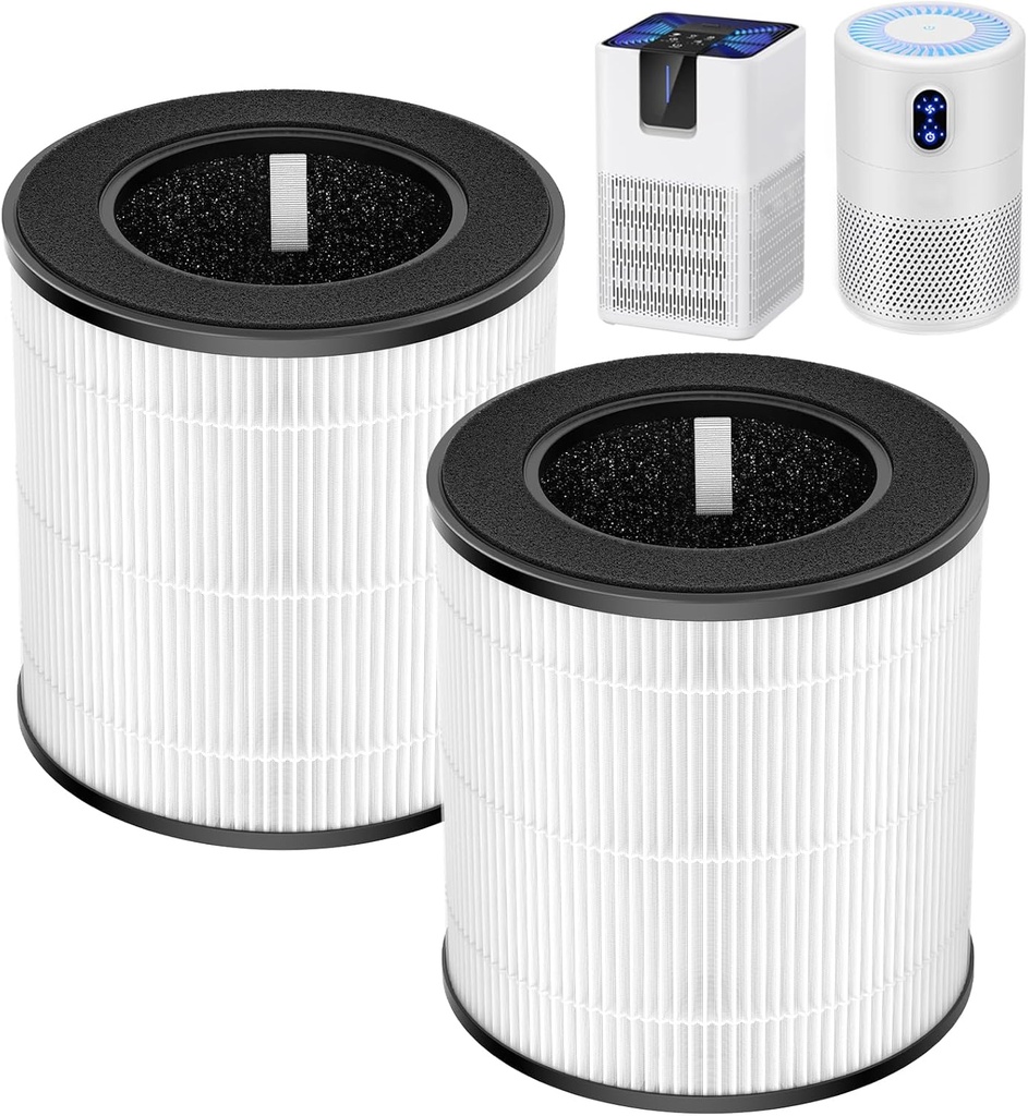 B-D02L Air Purifier Replacement Filter, Compatible with MOOKA and KOIOS B-D02L Air Purifiers, VEWIOR B-D02U Air Purifier, 3-in-1 HEPA Air Filter for B-D02L and B-D02U Air Purifiers, 2 Pack