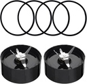 Blender Blades Fit for Magic Bullet 250W MB1001 Series, Replacement Parts Blades with 4 Rubber Gaskets, Blender Accessories (6 Pcs)