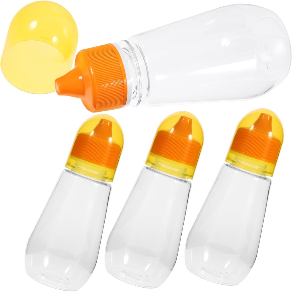 Cabilock 4pcs Clear Honey Bottles Reusable Squeeze Dispensers Pet Plastic Containers for Honey Juice Milk Food Grade Storage Jars with Fine Workmanship and Simple Design