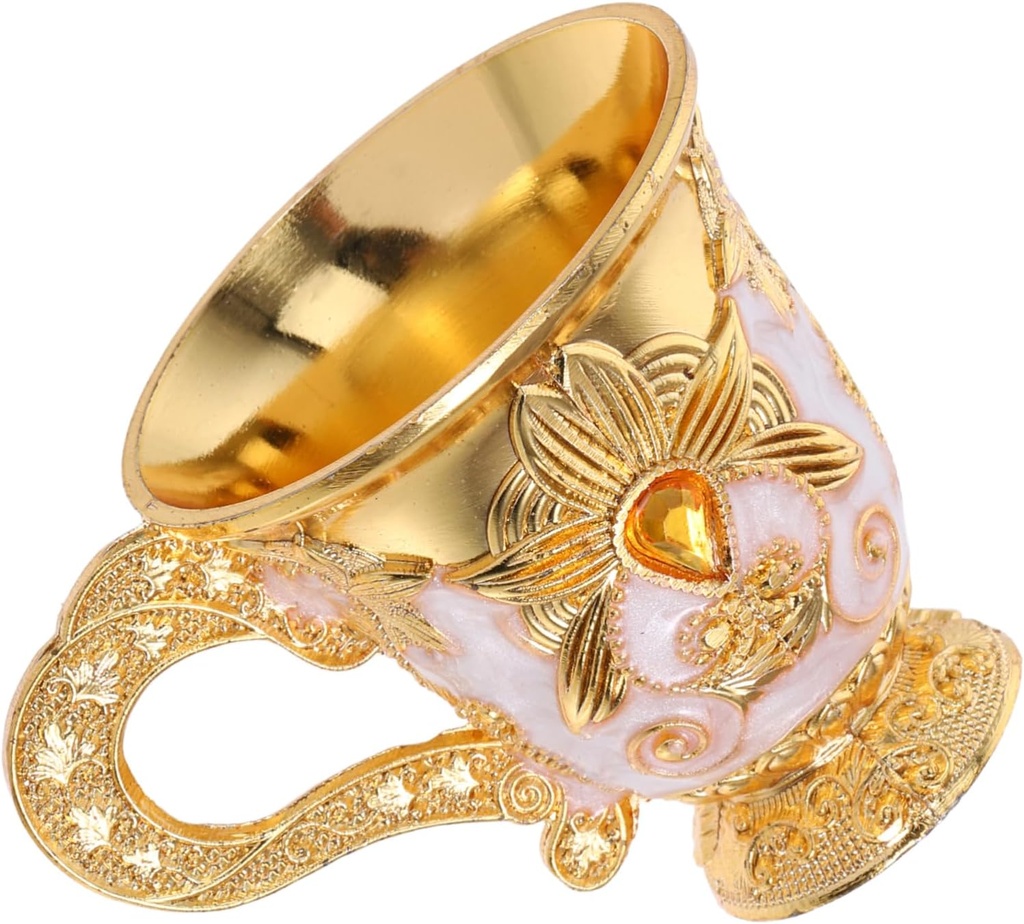Cabilock Vintage Mini Metal Wine Cup Set Elegant Gold Goblet for Liqueur Sturdy Aluminum Drinking Cups with Intricate Floral Design for Ceremonial Use and Home Parties