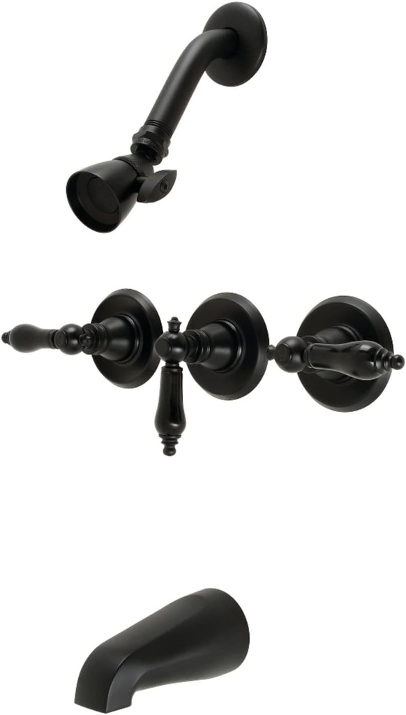 Kingston Brass KB230AKL Duchess Triple-Handle Tub and Shower Faucet in Matte Black