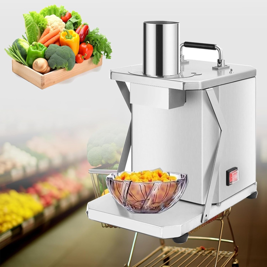 Commercial Vegetable Chopper,Food Processor Fruit Cutting Machine,200W Stainless Steel Automatic Fruit and Vegetable Chopper Dicing Machine with 6/8/10/12/15mm Cube Die,for Restaurants Home