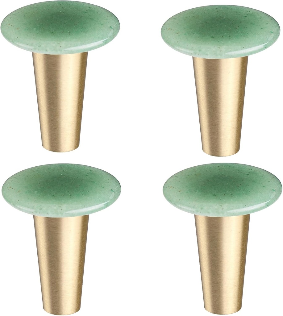 Rockcloud Pack of 4 Crystal Stone Drawer Knobs with Screws for Home Decoration, Round Shape Quartz Stone Pull Handles for Door Cabinet Wardrobe, Green Aventurine