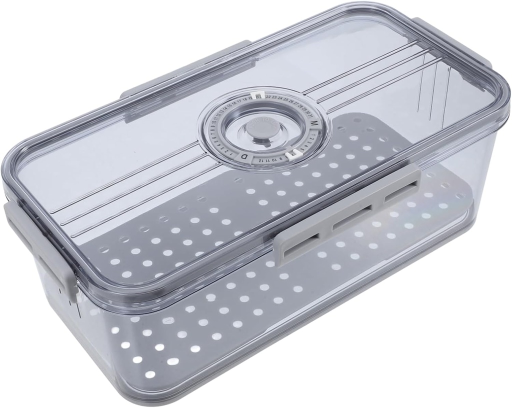 ABOOFAN Corner Bread Box Timer Airtight Food Storage Container for Fridge Snack Containers for Bread Fruits and Vegetables