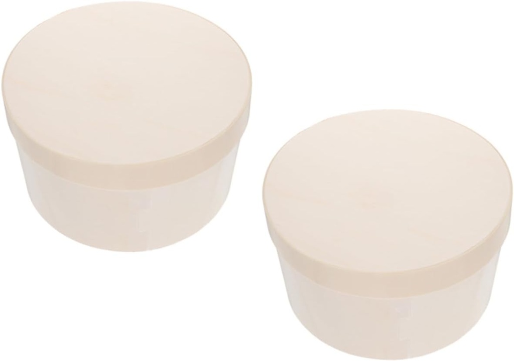 2pcs Wooden Round Cake Container Lids Cake Carrier for Desserts for Weddings and Parties Boxes for Safe Packaging