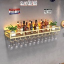 Wall-Mounted Wine Racks with Glass Holder,Iron Wine Bottle Shelf,Stemware Rack,Wine Glass Rack Multi Functional Wine Storage Display Rack,Bar Shelves for Liquor Bottles,for Living Room,Wine Cellar (C