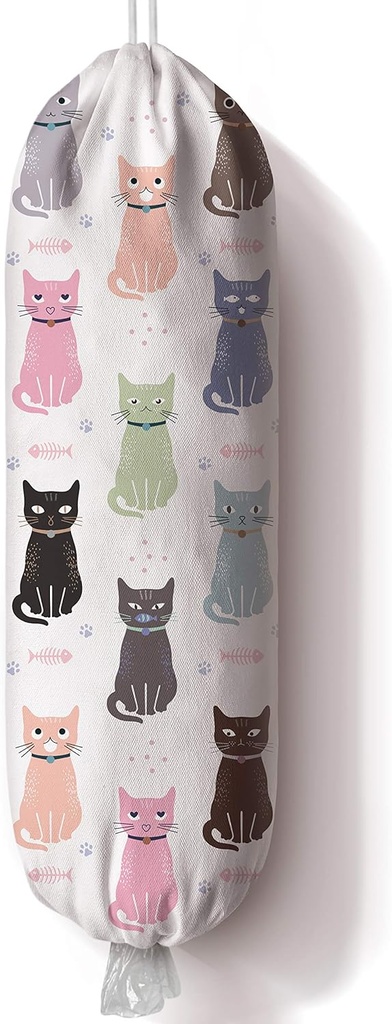 Cat Grocery Bag Storage Holder,Grocery Shopping Bags Carrier,Plastic Bags Organizer for Kitchen,Cute Cat Home Kitchen Decor Gifts for Women 23"x9"