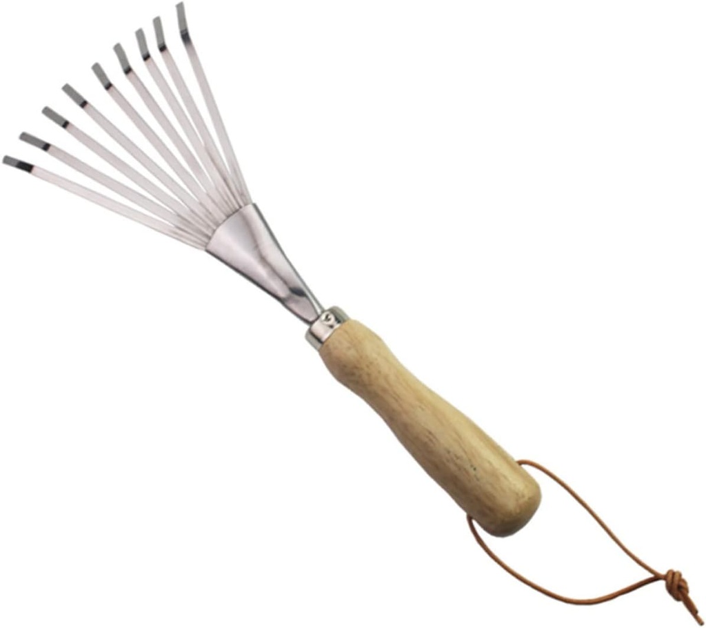 Hand Rake for Gardening Lightweight Nine- Soil Loosening Tool for Efficient Weeding and Spreading for Garden Tasks and Leaf Cleanup