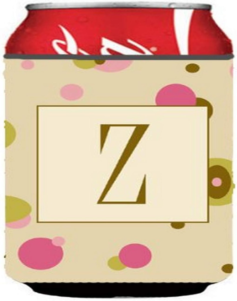 Caroline's Treasures CJ1004-ZCC Letter Z Initial Monogram - Tan Dots Can or Bottle Hugger Cooler Washable Drink Sleeve Collapsible Beverage Insulated Holder, Can Hugger, Multicolor