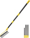 Garden Rake, 60 Inch Long 14 Inch Wide Heavy Duty 14 Tines Metal Bow Rake for Lawn,Hard Landscape Cultivator Garden Rakes with Adjustable Steel Handle for Loosening Soil Leveling Mulch Gathering Leaf