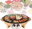 Large Household Electric Hot Pot with Grill, Soup Pot and Korean BBQ, Non-stick Coating, Easy to Clean, For 7-10 People to Enjoy, 2200 W